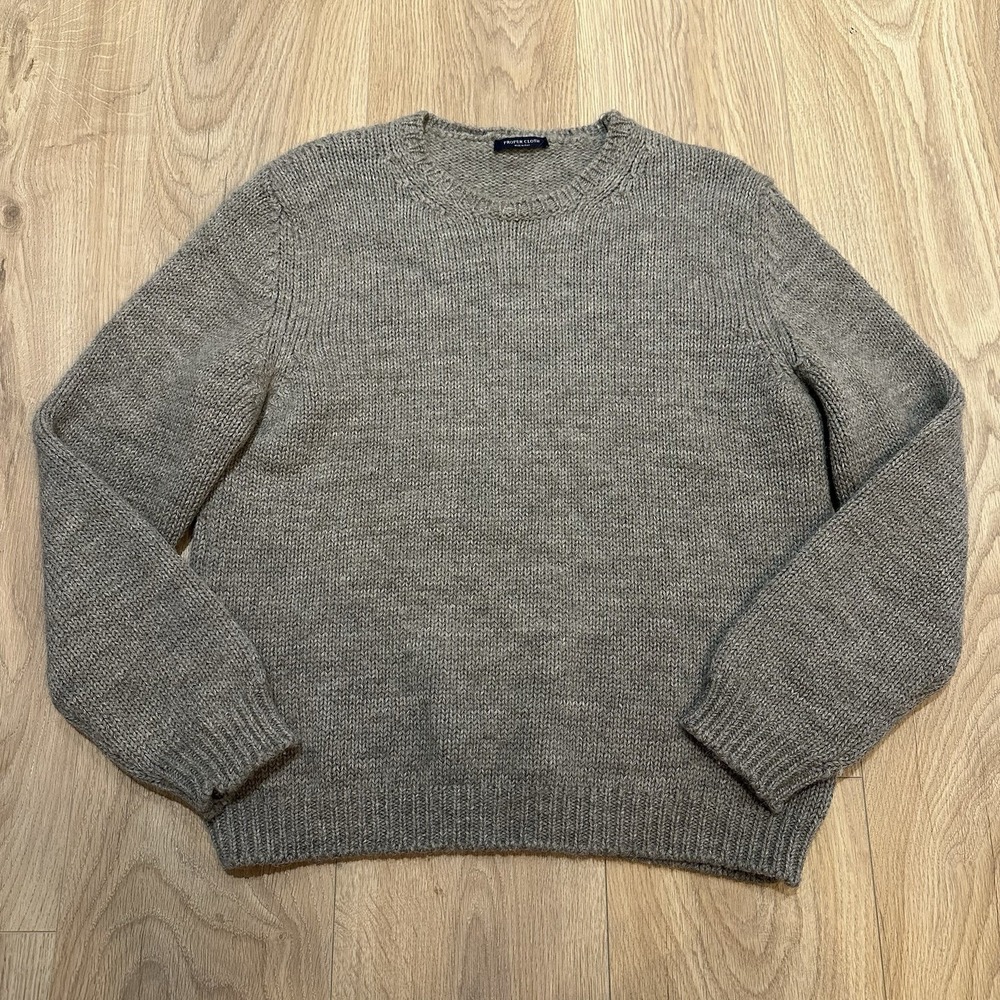 Proper Cloth Mens Gray Alpaca And Wool Gray Thick Sweater. US Medium IT 50